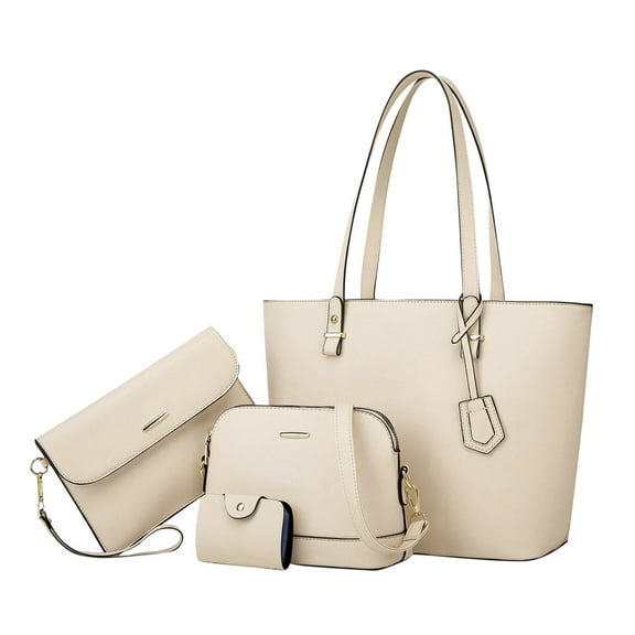 HaoXianJian 4pc Set Handbags Women Shoulder Bag Purse Card Holders Shopper Large Tote Satchels