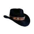 thumbnail image 4 of Sombrero de vaquero clásico primavera otoño ala grande para disfraz de vacaciones de invierno al aire libre Negro, 4 of 8