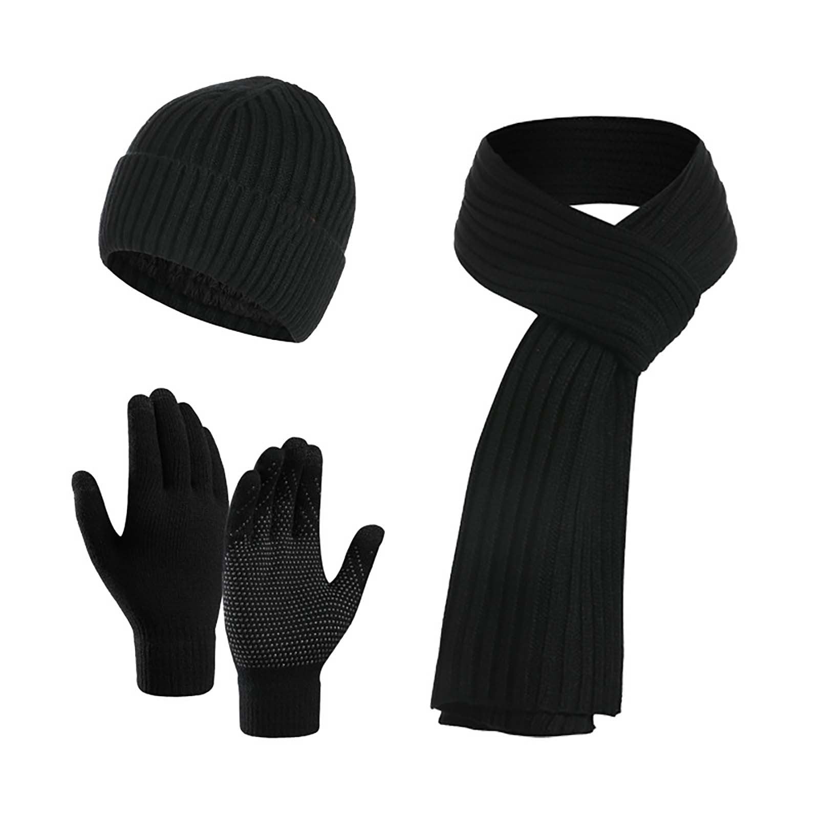 Michael Kors Black & White MK Logo Hat, Scarf & Gloves Set Authentic Michael Kors Knit 3-PC Gift Set Hat Scarf Gloves  main image 2