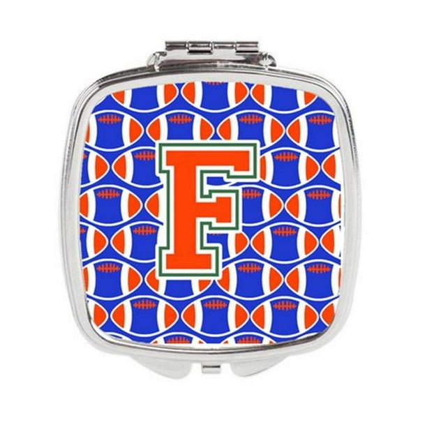 Carolines Treasures CJ1083-FSCM Lettre F Football Green&44; Bleu & Orange Miroir Compact