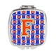 Carolines Treasures CJ1083-FSCM Lettre F Football Green&44; Bleu & Orange Miroir Compact – image 1 sur 1