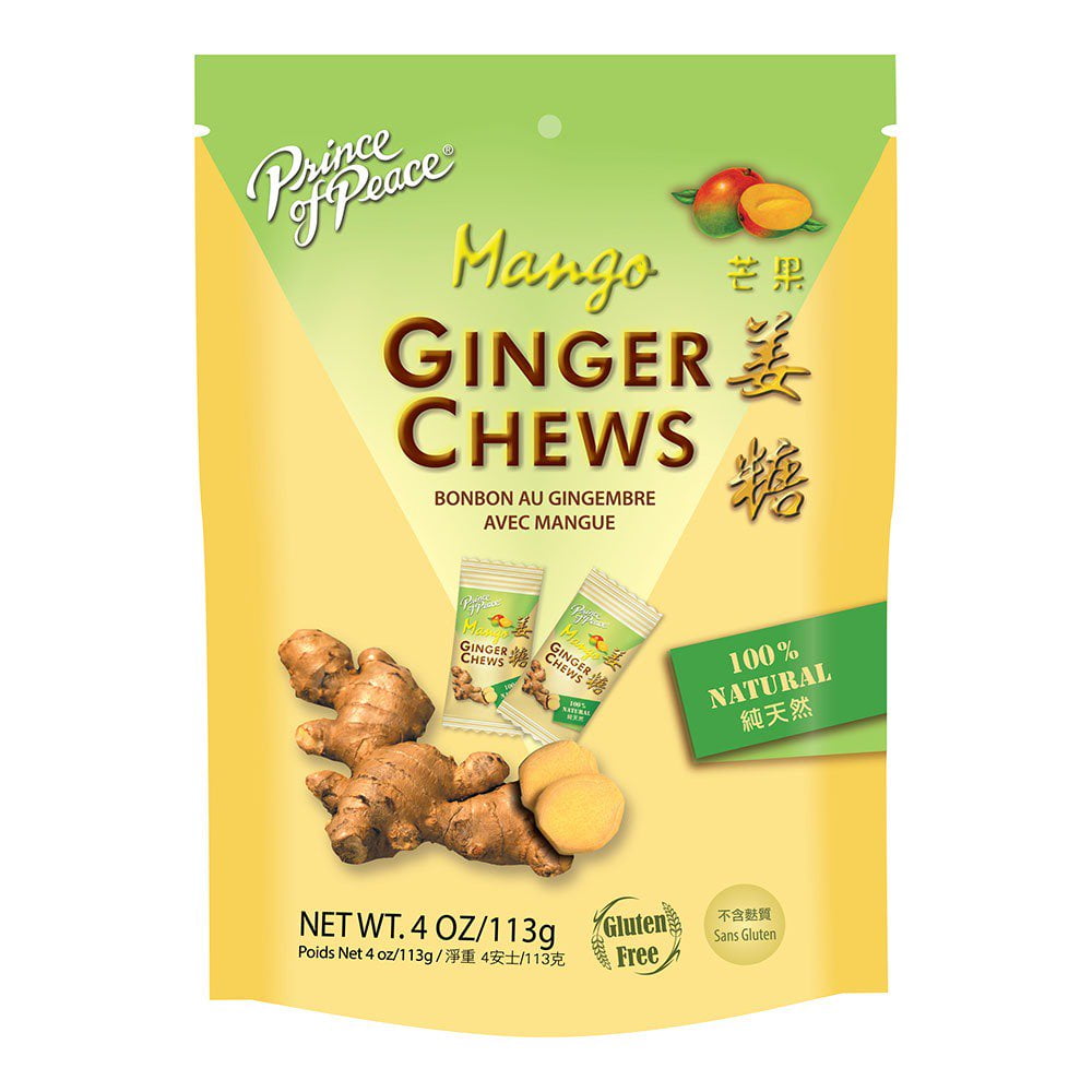 Ginger Chews Mango Prince Of Peace 4 oz Bag