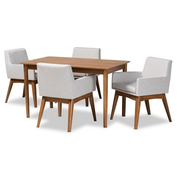 Bowery Hill Beige and Walnut Brown Finished Wood 5-Piece Dining Set
