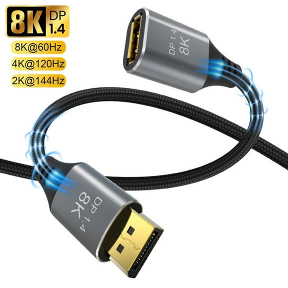 AUBEAMTO 8K DisplayPort 1.4 Extension Cable 3.3Feet, DP to DP(Male to Female) Extension Cable,Male to Female,Supports 8K@60Hz,4K@144Hz High Speed 32.4Gbps HDCP 3D For Laptop/PC/Gaming Monitor/TV
