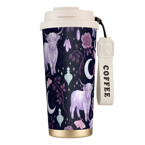 Highland Cow Coffee Mug, 18oz Leak-proof Cute Farmhouse Animal Travel Tumbler Straw and Lid, Cow Gifts for Women Birthday Party Favors