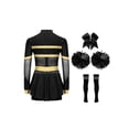 thumbnail image 2 of iiniim Kids Girls Cheer Leader Uniform Dance Long Sleeve Dress Leotard Dancewear Black A 12, 2 of 7