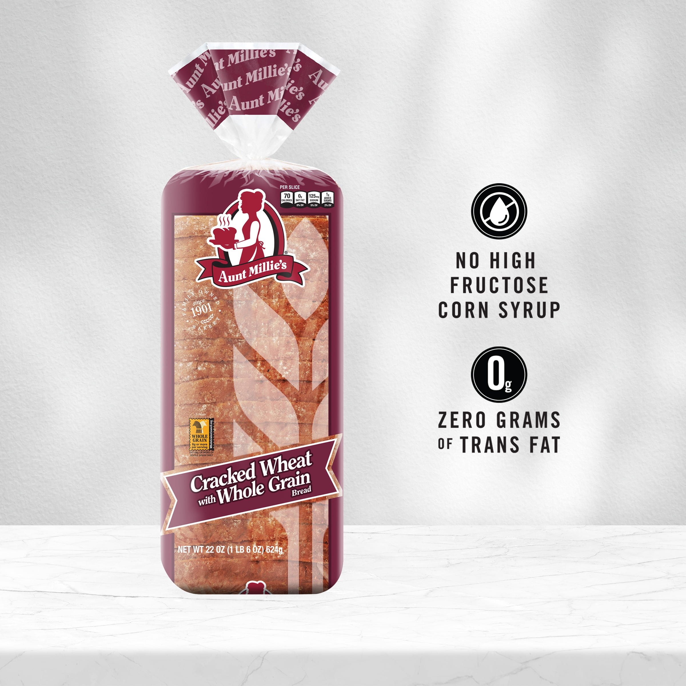 Aunt Millie's Cracked Wheat with Whole Grain Bread, 22 oz