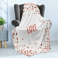 thumbnail image 4 of Love Soft Flannel Fleece Blanket, Romance Themed Illustration Hearts Background Abstract Amour Ornamental Design, Cozy Plush for Indoor and Outdoor Use, 70" x 90", Burgundy Red White, by Ambesonne, 4 of 5