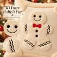 thumbnail image 3 of LOMYOLO Christmas Throw Pillow Covers 20x20IN Set of 2, Soft Faux Fur Holiday Decorative Pillow Covers for Couch Sofa Bed 3D Embroidered Couch Cover Home Decor Pillow Covers - Cute Gingerbread, 3 of 8