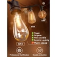 thumbnail image 2 of 96FT(2FT Space) LED Outdoor String Lights with 48 Edison Shatterproof Bulbs, Heavy-Duty and Weatherproof Strand, Commercial Grade Patio Lights, Decorative for Garden or Patio, Black, 2 of 14