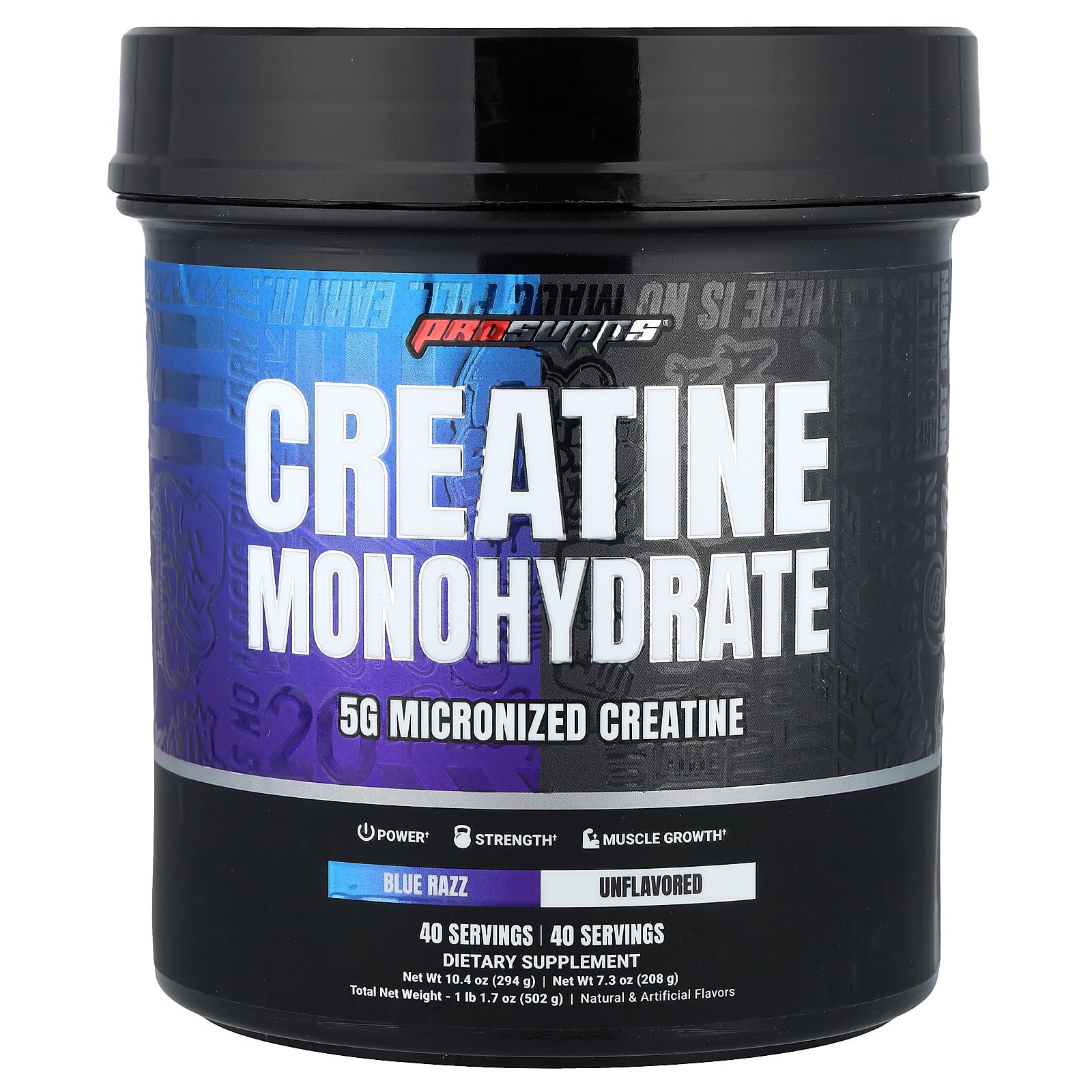 ProSupps Creatine Monohydrate, Blue Razz & Unflavored, 1 lb 1.7 oz (502 g)