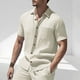 thumbnail image 1 of Blusa y camisa de manga corta con cuello vuelto para hombre, de verano, de color liso, de manga corta, con solapa y botones, estilo cárdigan, con bolsillo, blusa de moda, camisa de poliéster para homb, 1 of 9
