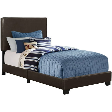 Monarch Bed Twin Size / Dark Brown LeatherLook
