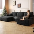 thumbnail image 3 of CKEASEAN 107" U-Shaped Modern Modular Sectional Sofa with Left Facing Chaise & Ottoman, Oversized Corduroy Boneless Couches with Deep Seat, Comfy Cloud Couch for Living Room,No Assembly Require, 3 of 11