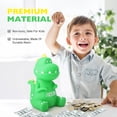 thumbnail image 6 of Dinosaur Piggy Bank for Boys, Unbreakable Kids Piggy Bank with 2 Alphabet & 10 Dinosaur Stickers & 4 Dinosaur Toys Set, Coins Money Banks for Kids Toddlers, Dinosaur Toy Christmas Gifts for Boys Kids, 6 of 7