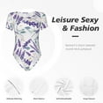 thumbnail image 6 of The Xecao Lavender Flowers Women's Crew Neck Body Suit, a short-sleeved bodysuit and basic swimsuit, both comfort and style for dating and daily life, 6 of 9