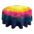 thumbnail image 4 of Colorful Tie Dye Pattern Round Tablecloth 60"x60",Wrinkle Wipeable Table Cloth for Kitchen Dining Room Picnic Patio Party, 4 of 6