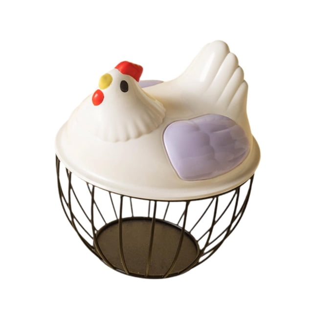 Cesta de huevo de pollo huevo contenedor titular de alambre de hierro portátil huevo de pollo titular encimera de recogida de huevos cesta para , violeta