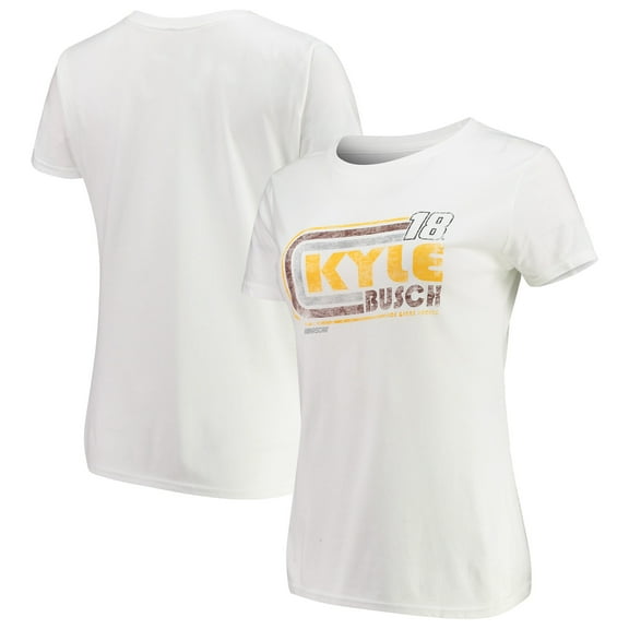 Women's Checkered Flag White Kyle Busch T-Shirt