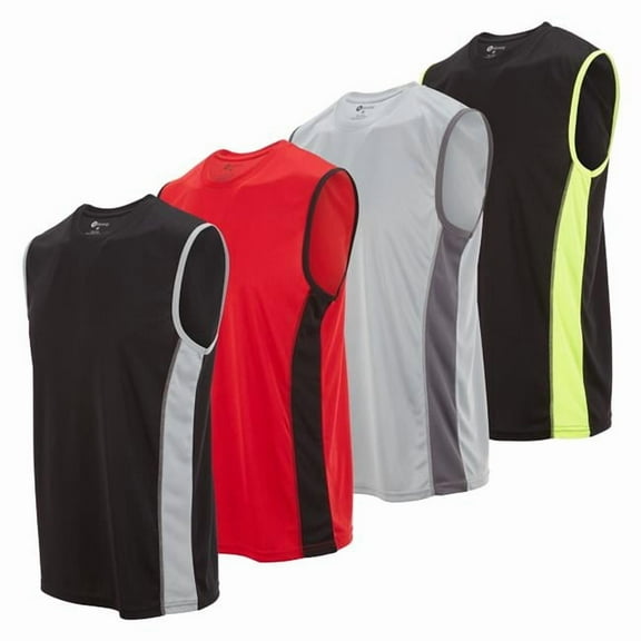 Daresay TMS-Z250-PKA-Dri Fit-4PK-S Mens Performance Sleeveless T-Shirt, Assorted Color - Small - Pack of 4