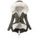 thumbnail image 1 of KIHOUT - Chaqueta de plumón de camuflaje para mujer, de invierno, con cuello en V, cremallera, botones, manga larga, informal, para mantener el calor, 1 of 2