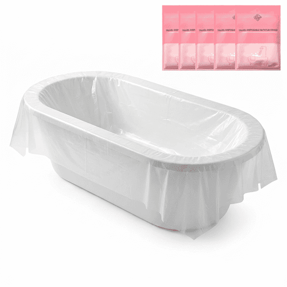 Artrylin 5Pack Disposable Bathtub Cover Liners - 102x47 inch Large Clear Plastic Bathtub Bags, Heavy Duty Waterproof Tub Covers for Salon Spa, Hotel, Household Bathing Hygiene & Renovation Protection