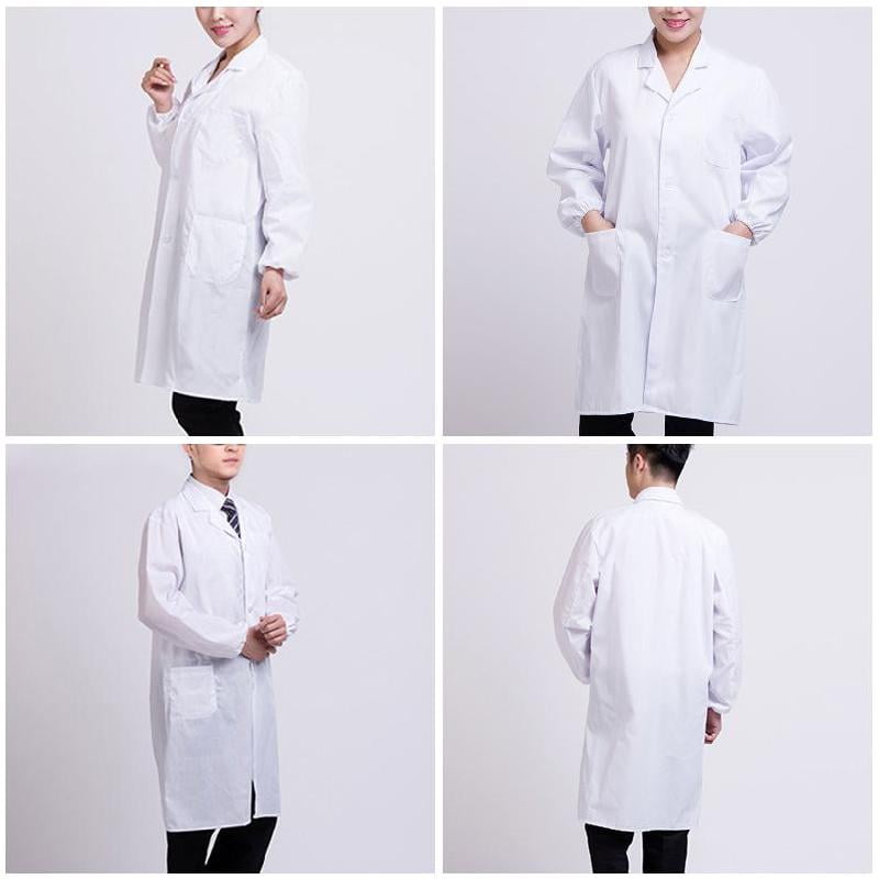 2pcs Men's Scrubs Lab Coat Medical Doctor White Coats Hospital Uniforms M L 