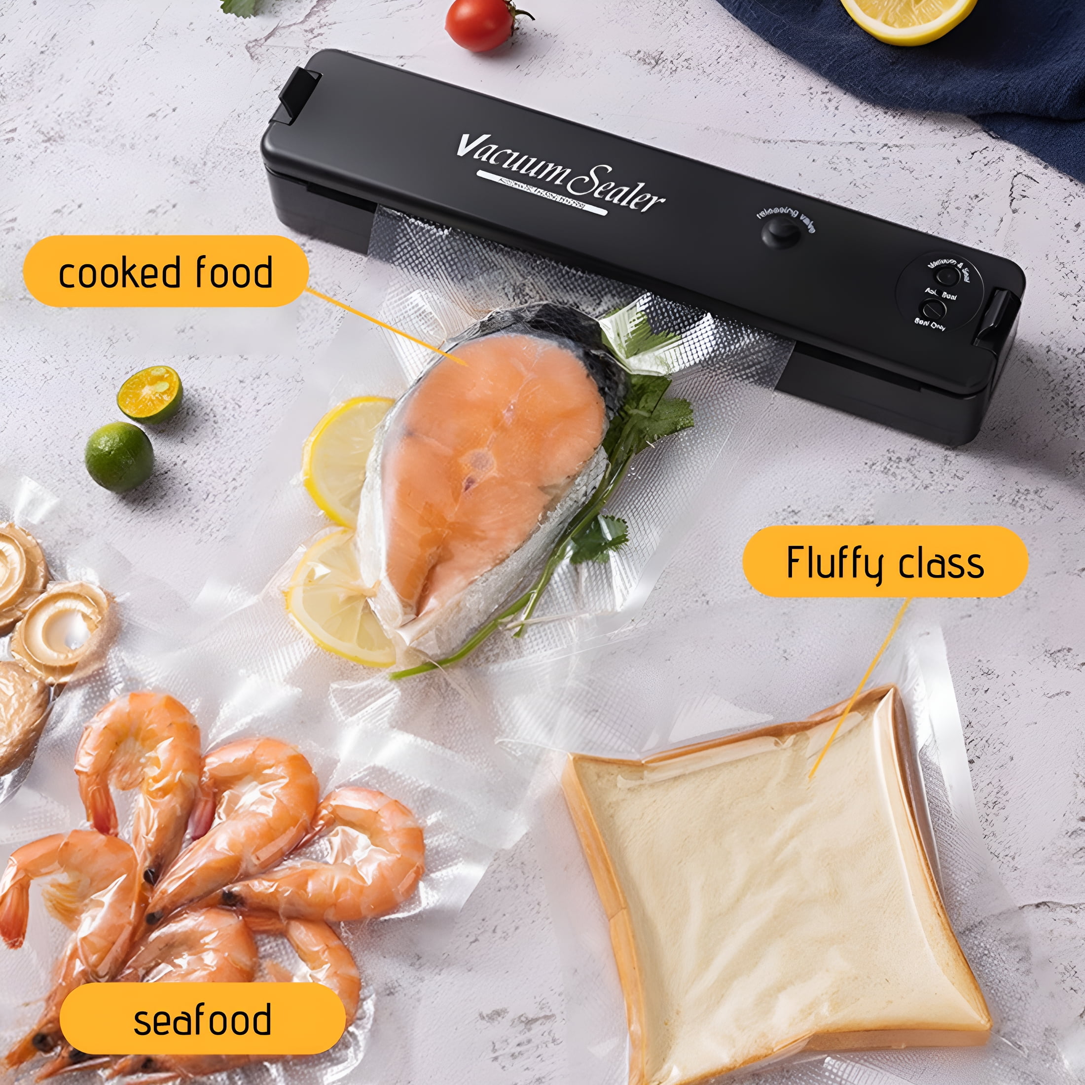 ACDANC Vacuum Sealer Machine,Kitchen Food Sealer Machine for Food Storage,Dry/Wet/Seal/Vac/External Vac Modes&5 Sealing Temperatures,Automatic Air Sealer with 20Pcs Vacuum Seal Bags,Black