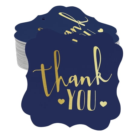 Inkdotpot Pack Of 100 Real Gold Foil Bracket Shape Paper Tags Thank You Bridal Shower-Baby Shower-Retirement-Wedding-Birthday Favor Hang Tags