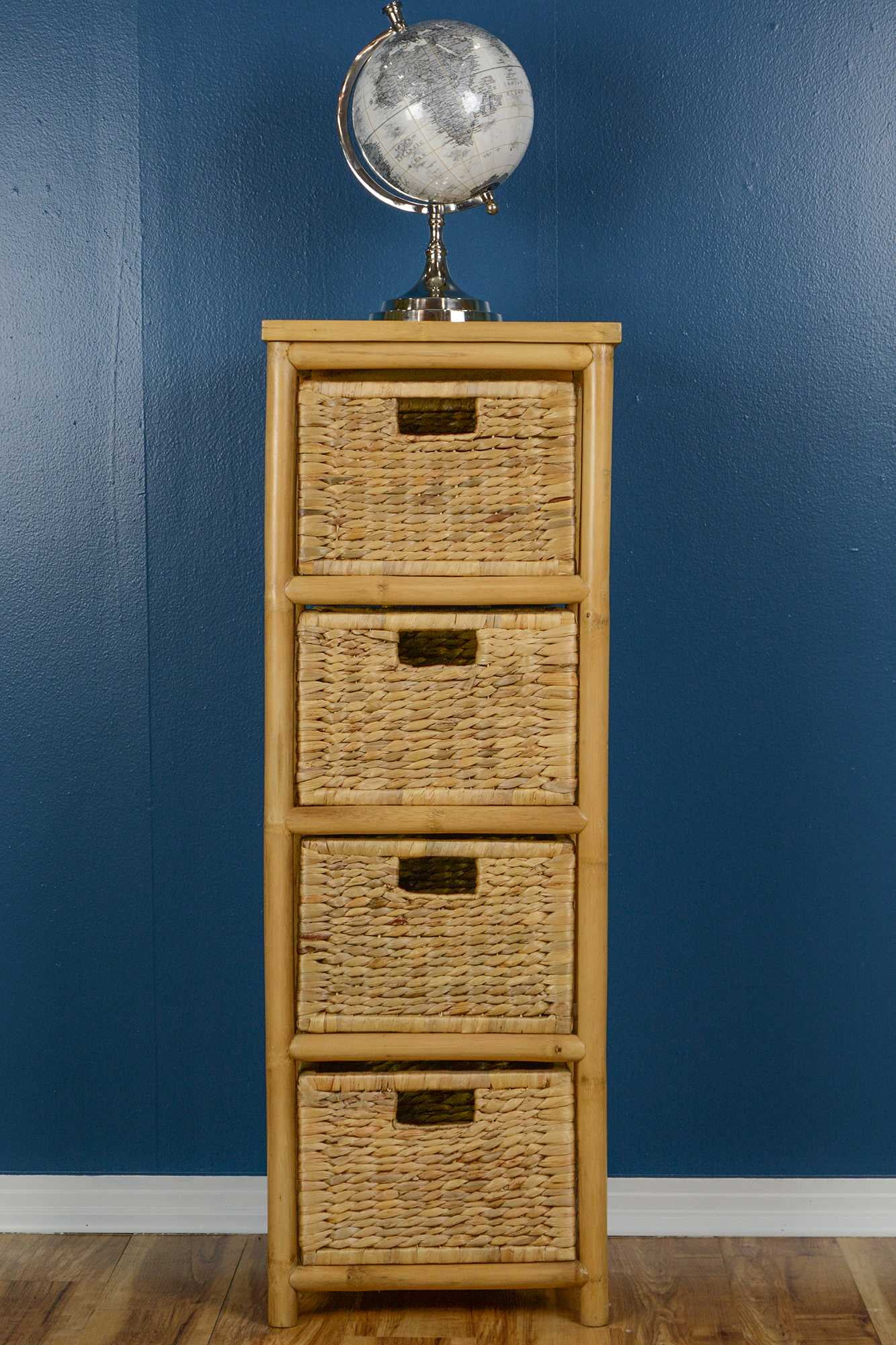 43.5' Natural Bamboo Bamboo Open Sided Storage with 4 Baskets