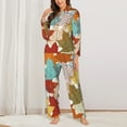 thumbnail image 3 of Bingfone Womens Pajama Sets Fall Maple Leaves Print,Long Sleeve Loungewear Pajamas Set-Medium, 3 of 9