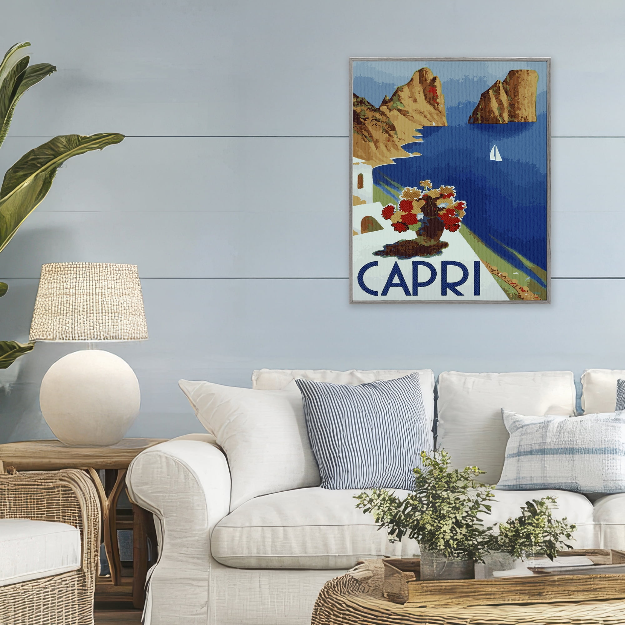 Stupell Industries Capri Island Cliffs Gray Framed Giclee Art, design by Lil' Rue