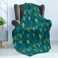 thumbnail image 4 of Leaves Soft Flannel Fleece Throw Blanket, Abstract Mother Nature Pattern with Leaf Designs Repetition, Cozy Plush for Indoor and Outdoor Use, 50" x 70", Dark Teal Multicolour, by Ambesonne, 4 of 5