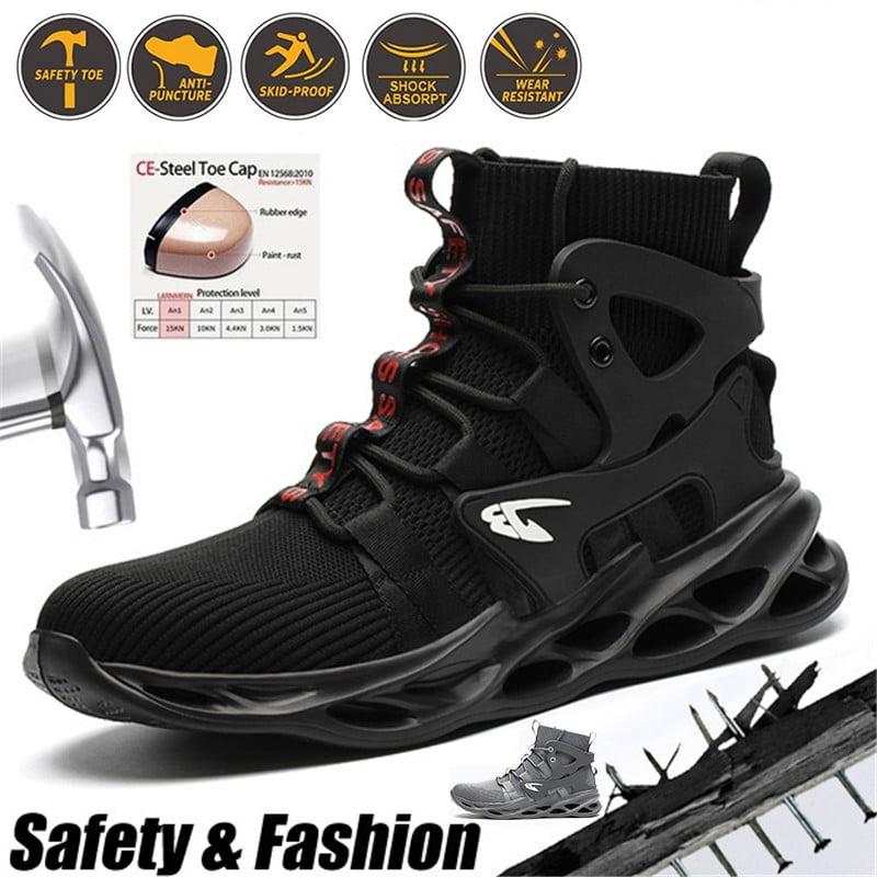 Men's Safety Shoes Steel Toe Work Boots Outdoor Hiking Cuhsioned Sports Trainers 