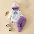 thumbnail image 2 of Cathalem Baby Girl Pant Sets Baby Girl Newborn Outfits Coming Home Girl Romper Pant Set Toddler Girl Outfits Cute Baby Girls' Clothing (Purple,0-3 Months), 2 of 7
