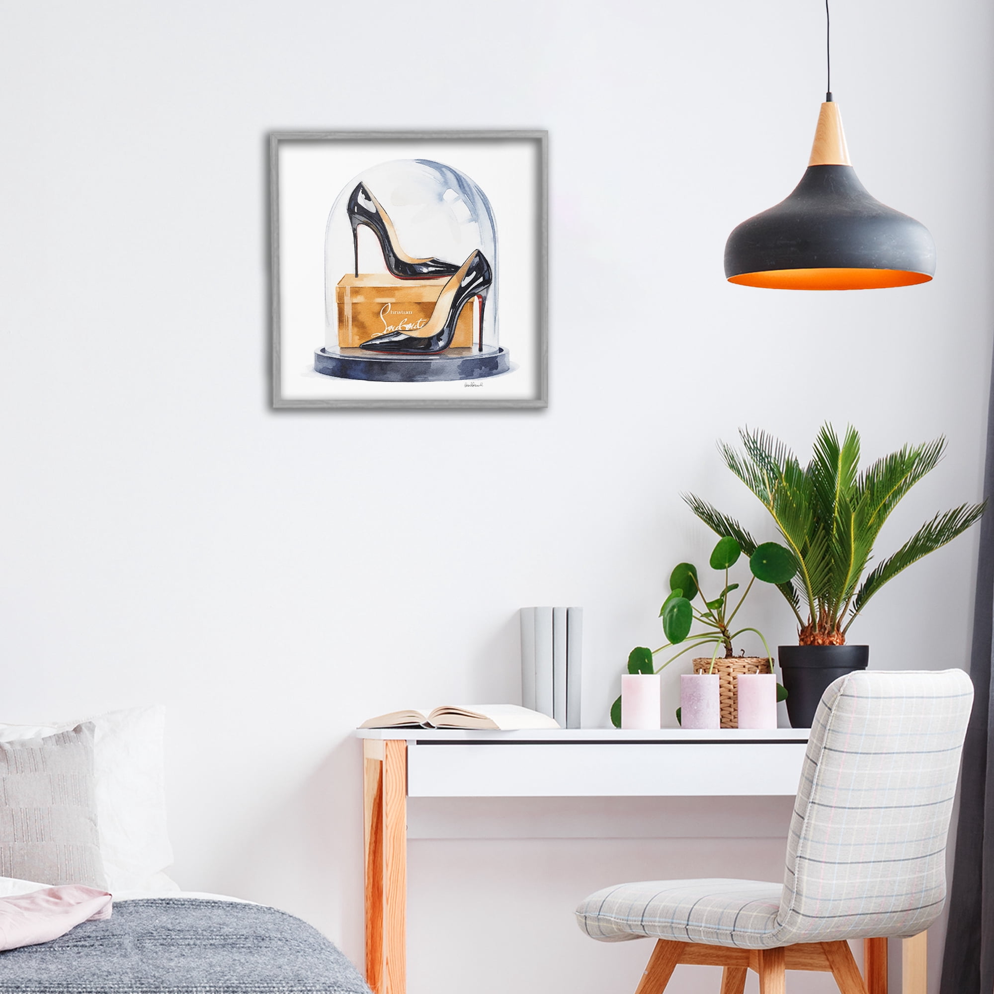 Stupell Industries Black High Heels Dome Gray Framed Giclee Art, design by Amanda Greenwood