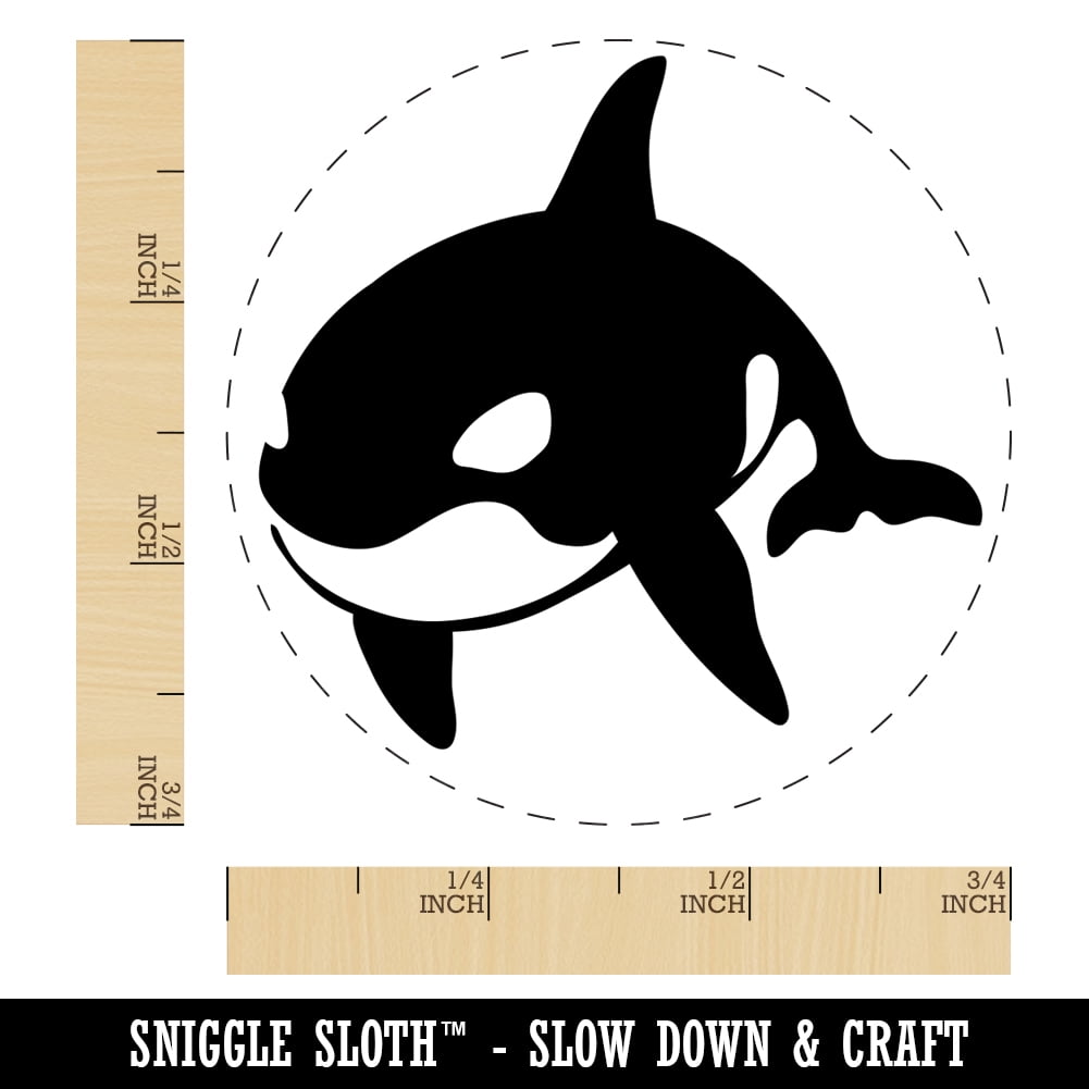Orca Killer Whale Self-Inking Rubber Stamp Ink Stamper - Fuchsia Ink - Small 3/4 Inch