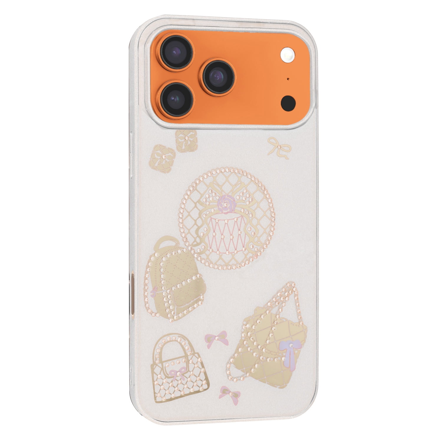 Fashion Bag Design Crystal Glitter Cover for iPhone 17 Pro Max - White