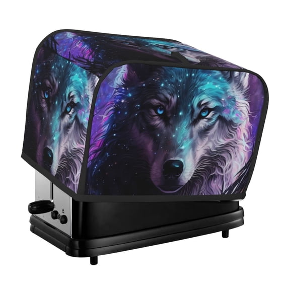 Honeii Purple Sky Wolf Print 2 slice Toaster Cover, Two Slice Toaster Dust-proof Cover For Kitchen Small Appliance and Fingerprint Protection
