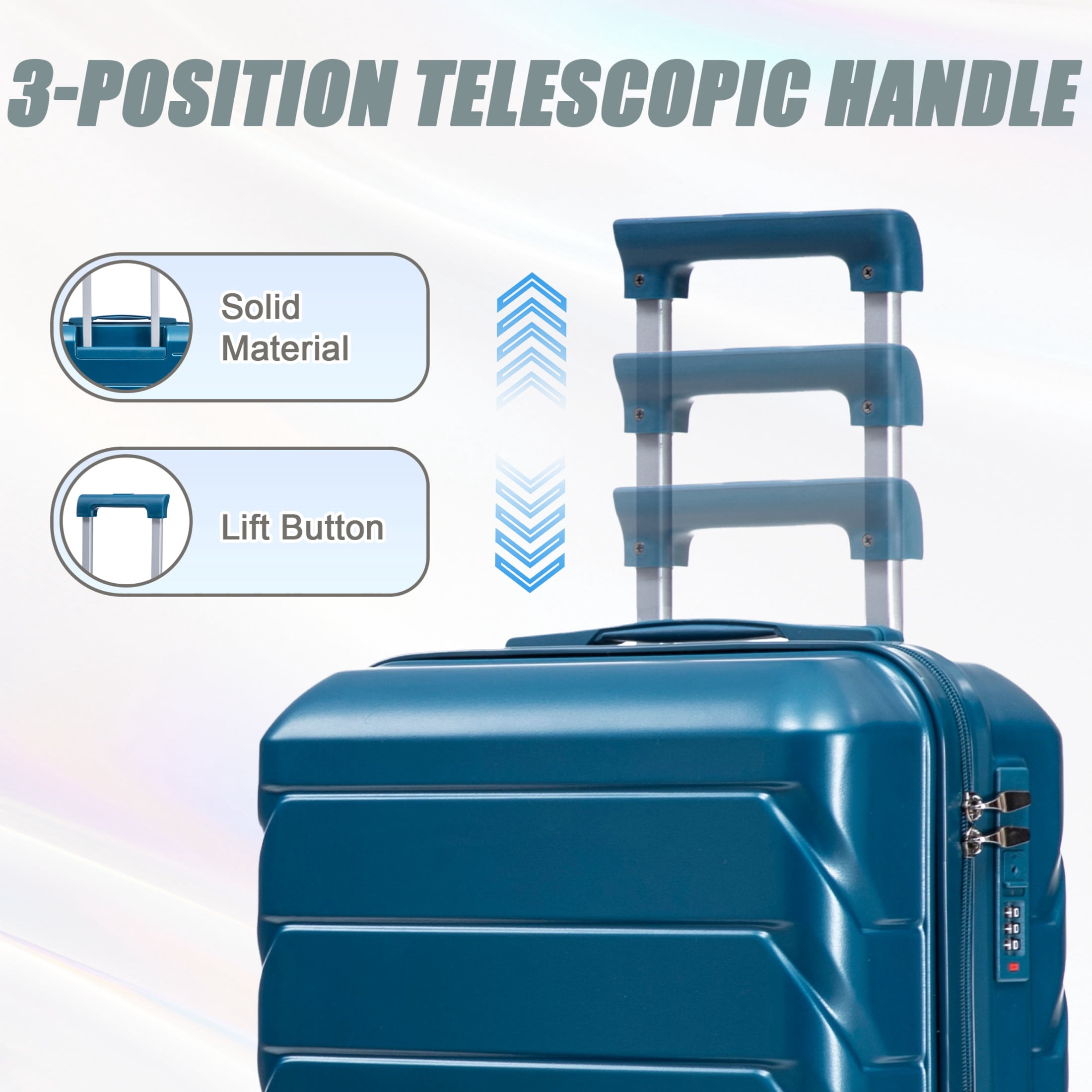 Noble House Lorven 2-Piece ABS Spinner Luggage Set, 20" Carry-On Suitcase and Cosmetic Case, Combination Lock, Dark Blue