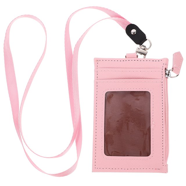 EeaseMX Monedero portátil con diseño de corazón y purpurina, con ranuras para múltiples identificaciones y correa para colgar, para mujeres y niñas (rosa)