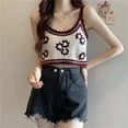 thumbnail image 4 of Summer Lady Knitted Beach T-shirt Sleeveless Streetwear Outerwear Vest Tank Top Strap Vest Crop Tops D, 4 of 8