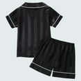 thumbnail image 7 of Little Boys Girls Pajamas 2 Piece Shorts Set Silk Button Down Loungewear Striped Pjs Kids Satin Sleepwear Black, 3 Years, 7 of 7