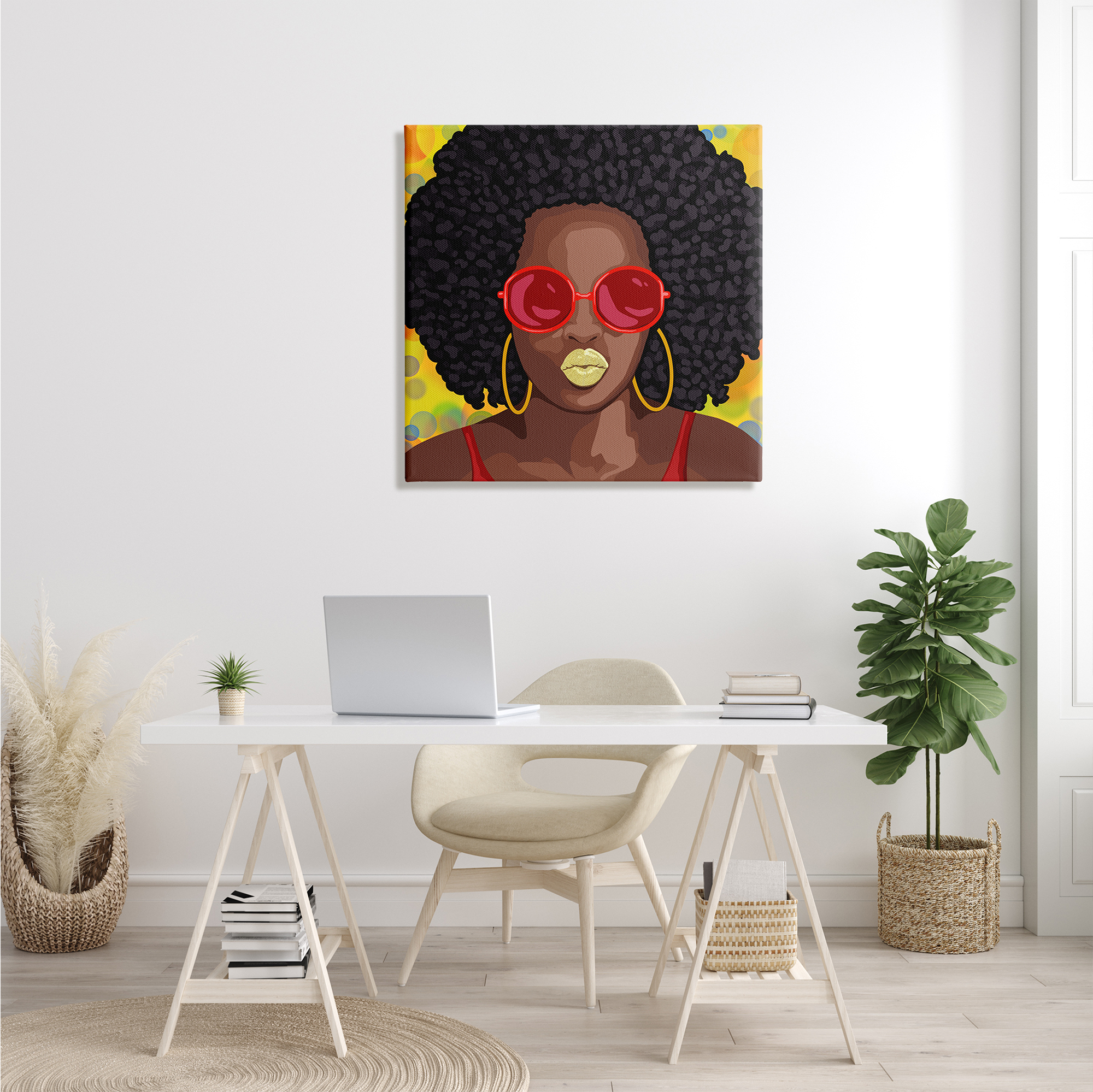 Stupell Industries Modern Glamour Pop Cosmetic Female Portrait Bold Lips Beauty & Fashion Painting Gallery Wrapped Canvas Print Wall Art, 30 x 30