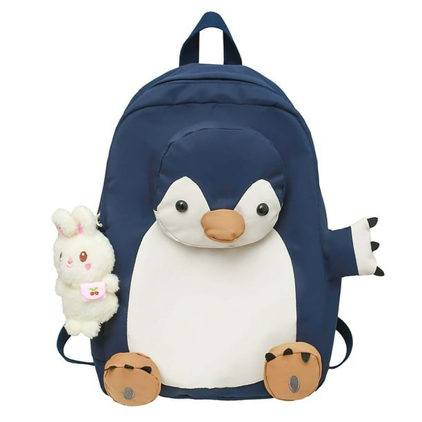 Bonita y elegante mochila con colgante en forma de pingüino para niña