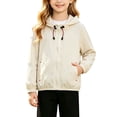 thumbnail image 6 of Lmnyox Rain Jackets for Kids Zip Up Long Sleeve Drawstring Hooded Coats Solid Color Outdoor Jackets with Pockets, 6 of 7