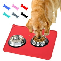 Small & Large Pet Food Mat, Nonslip Pet Food Placemat for Dog Food and Water Bowl,Silicone Dog Water Mat Tray for Messy Drinkers, Red