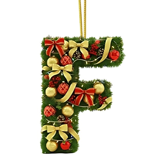 Adornos navideños personalizados para el árbol | Colgantes con monograma de 26 letras y diseño de gorro de Papá Noel