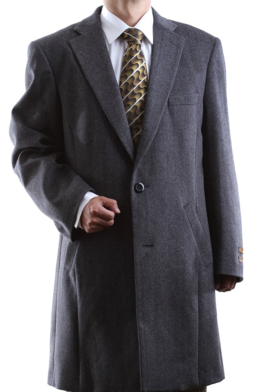 Men's Luxury Wool/Cashmere Three-quarter Length Topcoat - Charcoal -36R ...