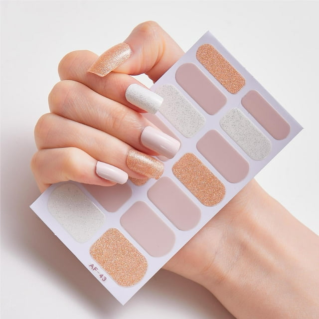 14-Piece Red Real Gel Nail Polish Strips Set with Nail File & Stick - Long-Lasting UV/LED Cured, Waterproof, Damage-Free, Easy Application & Removal for 2-Week Salon-Quality Manicure - AF43